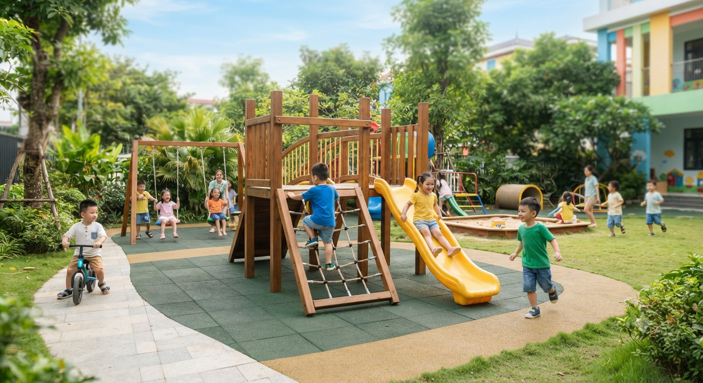 Không gian vui chơi vận động và phát triển thể chất ngoài trời